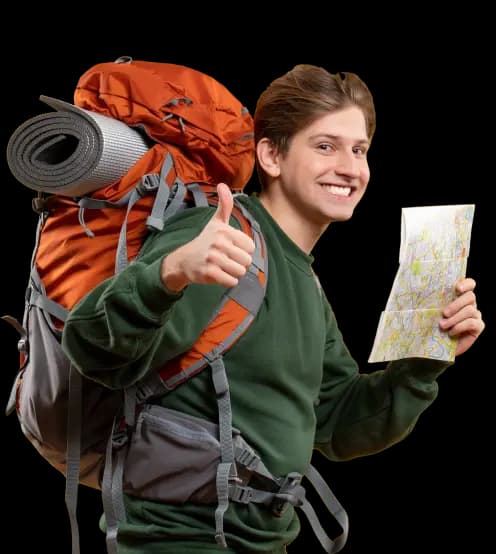 Hiker reading map